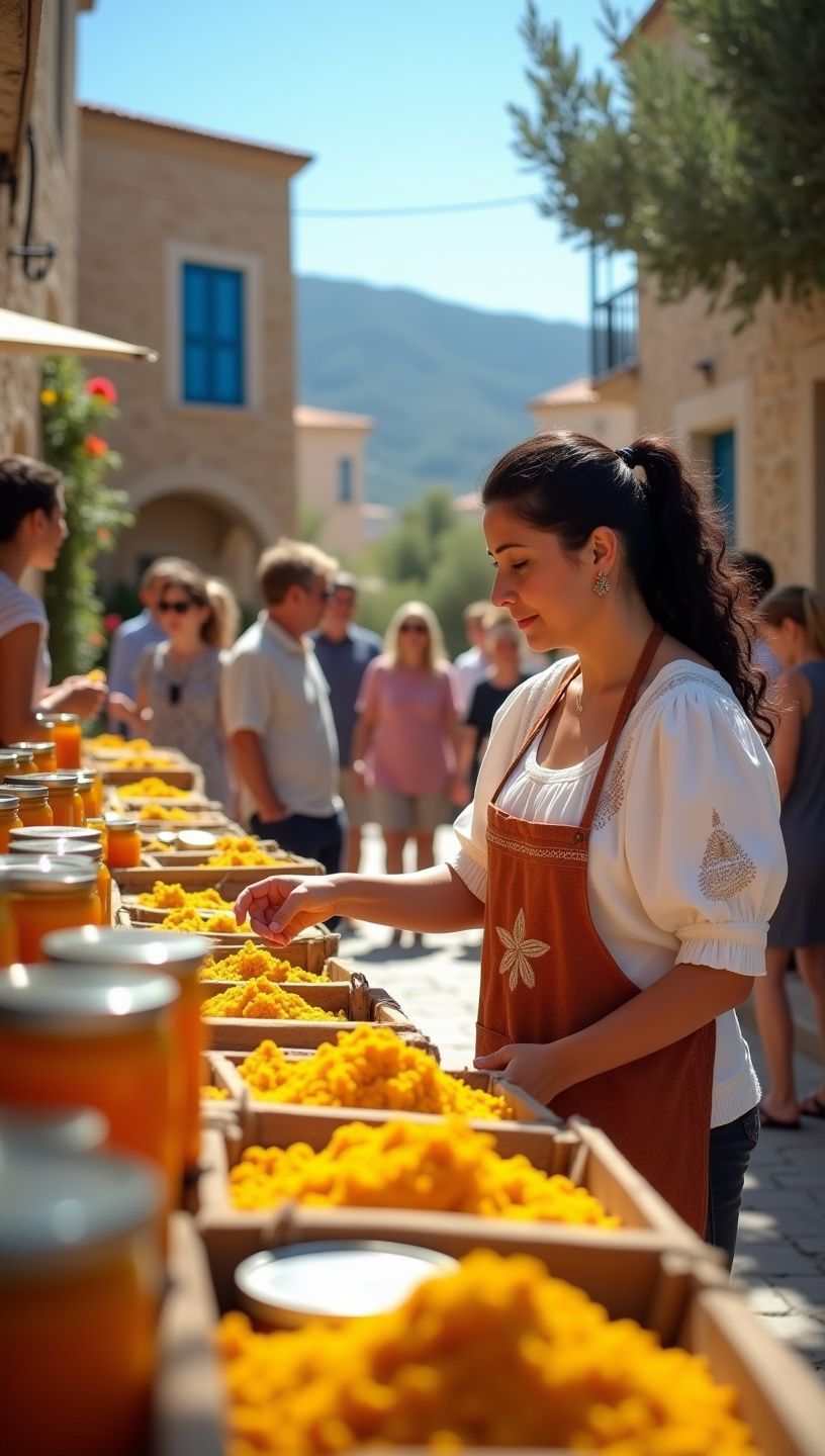 Χρυσό μπαχαρικό κουρκουμάς και μέλι σε ένα όμορφο μπολ, έτοιμοι για παραδοσιακή θεραπεία.